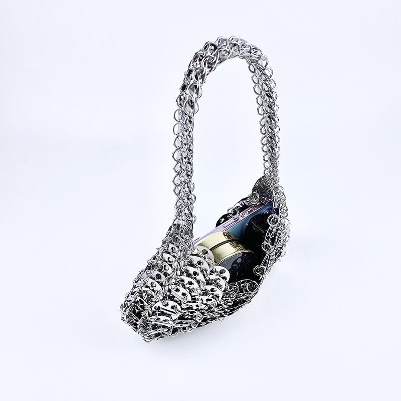 Handmade Woven Metallic Tote with Sequin Accents
