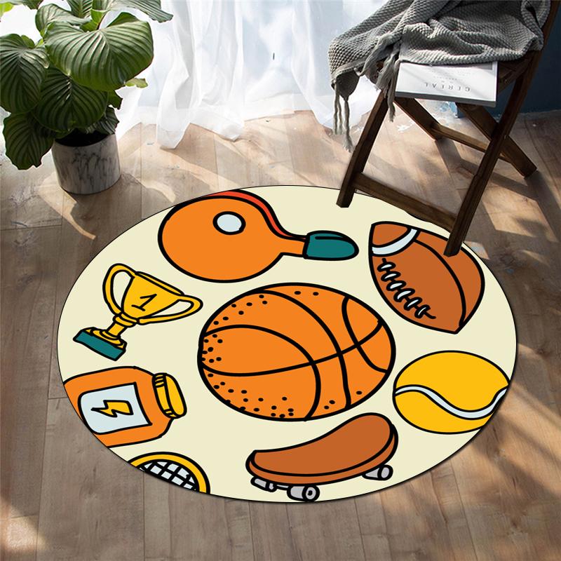 Cartoon-Druck Heimdekoration runder Teppich Wohnzimmermatte Kinderboden runder Teppich Yogamatte Schlafzimmer Gaming-Stuhlmatte