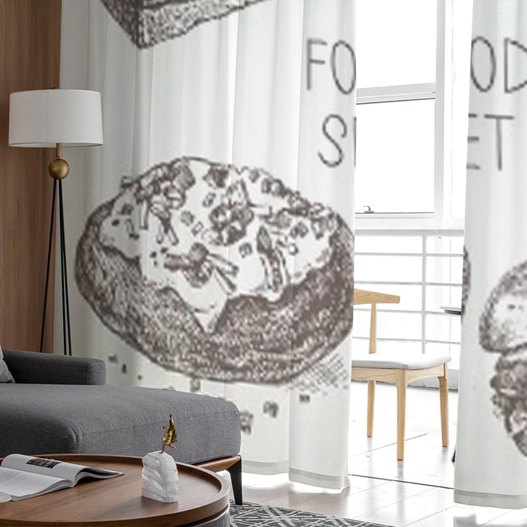 Food Sketch Set Tulle Curtains For Living Room Sheer Curtain Bedroom Veil Organza Decorative Window Treatments