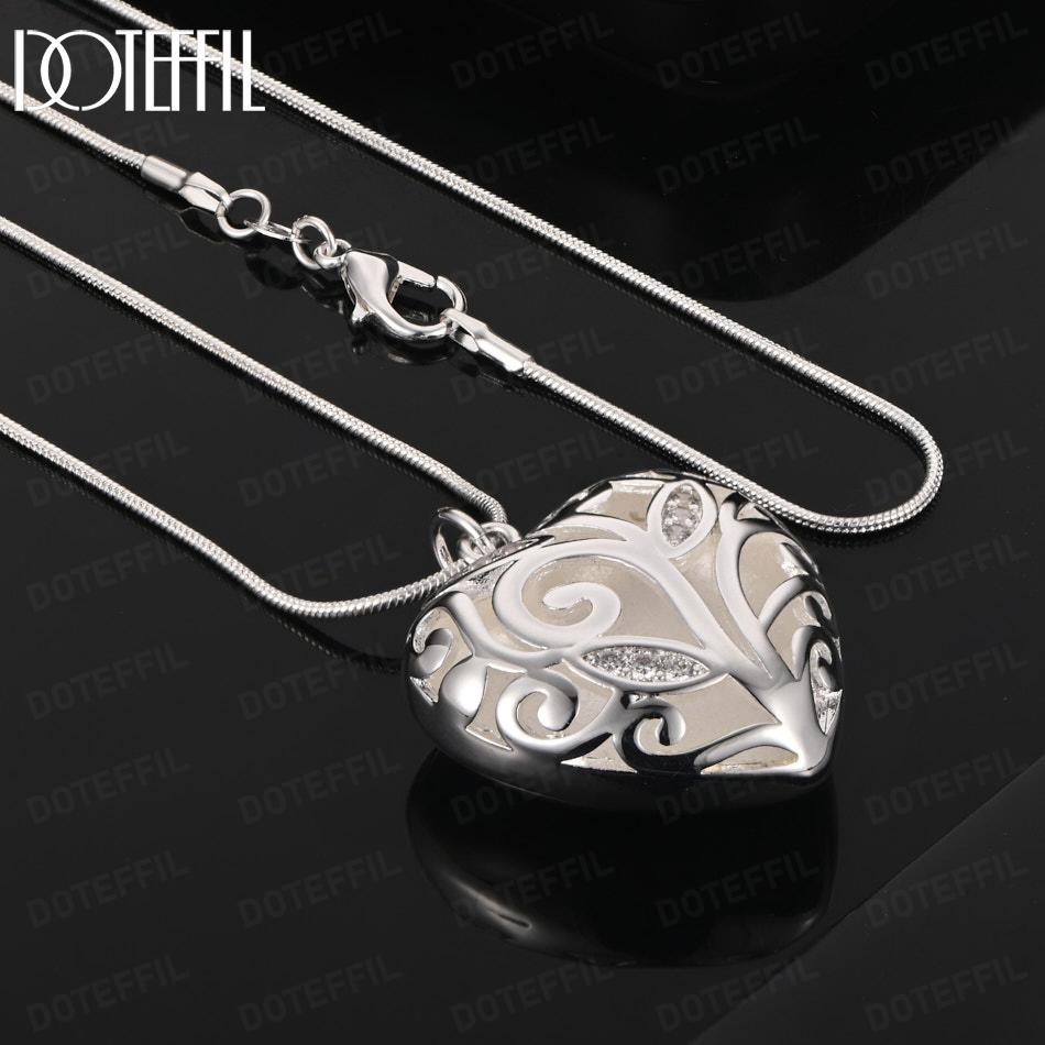 925 Sterling Silver Fashion Jewelry Heart Pendant Wedding Necklace