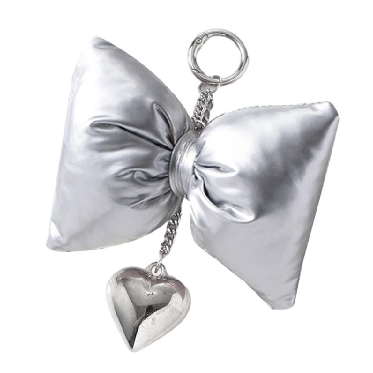 Fashion PU Leather Bowknot Heart Keychain Pendant Backpack Handbag Charm Pendant Hangings Decoration Sweet Pendant Gift серый