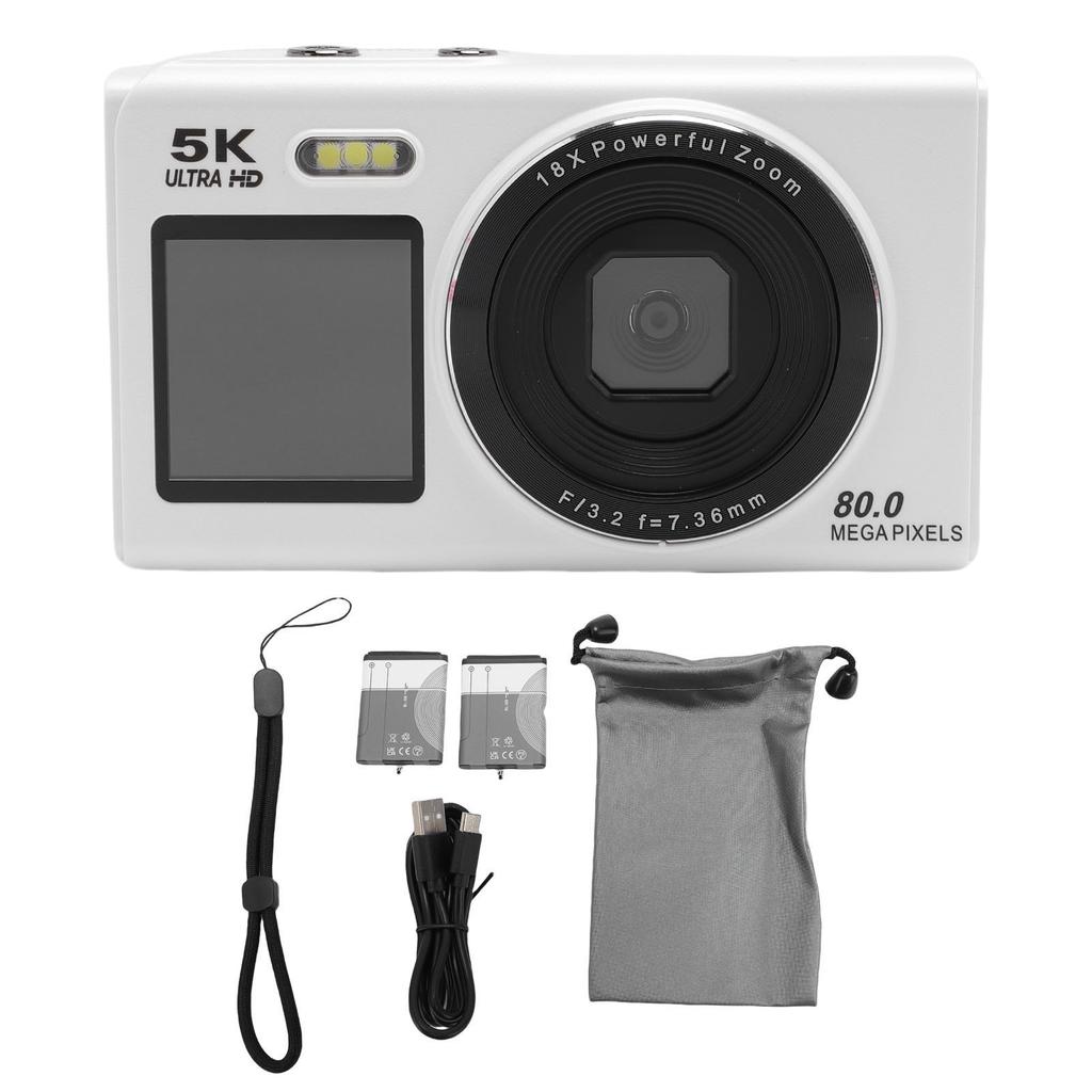 5K Digital Camera for Photography 80MP HD WiFi 18x Digital Zoom Autofocus Dual Screen Digital Camera for Teens Beginners