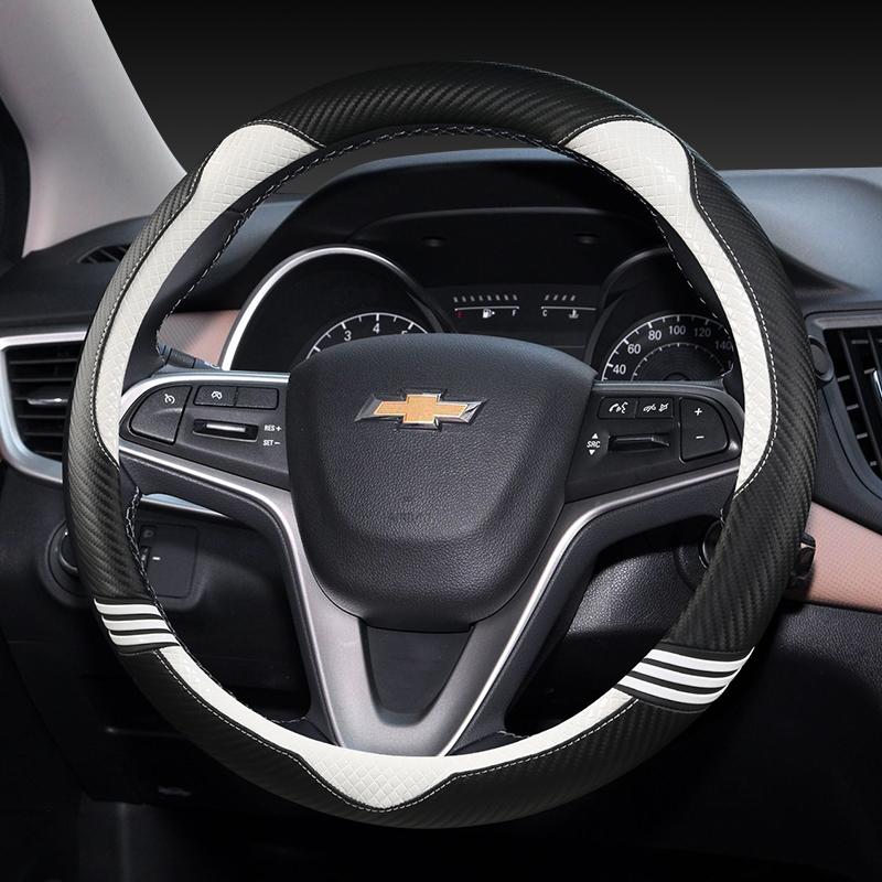 Koolstofvezel Auto Stuurwielen Cover 38 cm Voor Chevrolet Cruze Malibu Sail Spark Captiva Equinox Trax/Tracker AVEO Lova RV