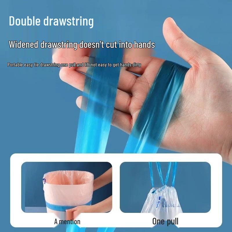 Large Cartoon Print Drawstring Garbage Bags – Thickened, Handheld, Perfect for Kitchen & Office