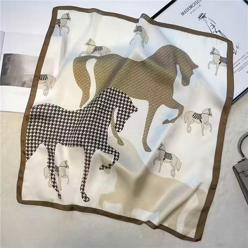 Neuer 70 * 70 cm quadratischer Schal im koreanischen Stil, Seidenschal, Ganzjahres-Sonnenschutzschal, Tasche binden, Stirnband, vielseitig