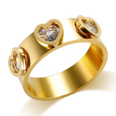Roségold Farbe Damenring Edelstahlringe Charm Finger Süße Liebe Herz Trendiger Damen Schmuck Geschenk Mehrere Größen