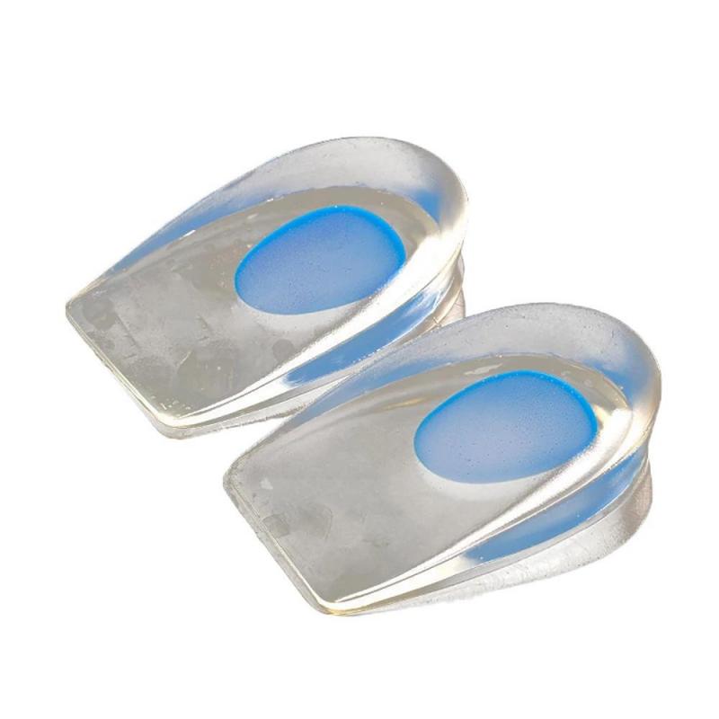 2Pair Silicone Gel Insoles Heel Plantar Fasciitis Heel Cushion Pain Absorption Heel Pads Relief Shock for Callus Corns Bone Pink*1+blue*1