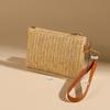 Casual Wristlet Clutch Weaving Bag Solid Straw Lightweight Beach Wallet Coin Purse