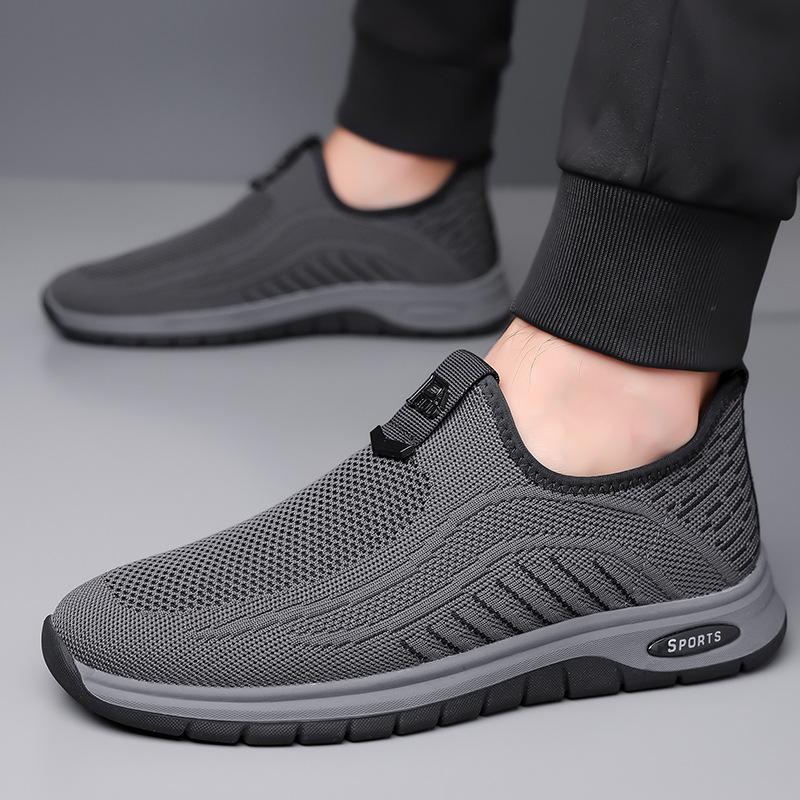 2025 New Shoes for Men Casual Shoes Spring Breathable Knit Flat Sneaker Shoes Slip-on Loafers
