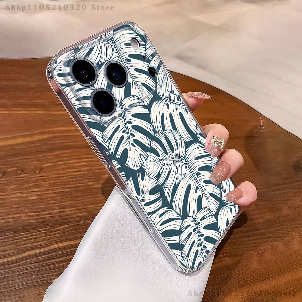 palm leaves Phone Case For iPhone 17,16,15,14,13,12,11 Pro,Max,Plus,X,XS,XR,SE4,E Mini Transparent Soft Cover