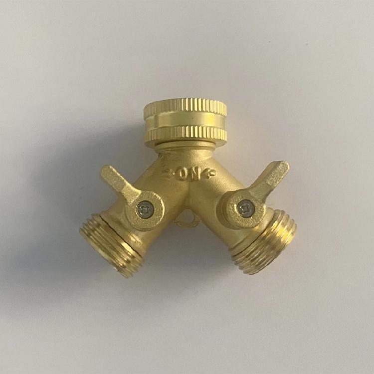 Premium Copper Double Outlet Splitter 3/4Inch High Pressure Irrigation Adapter Easy Twist Installation Gardening Tool