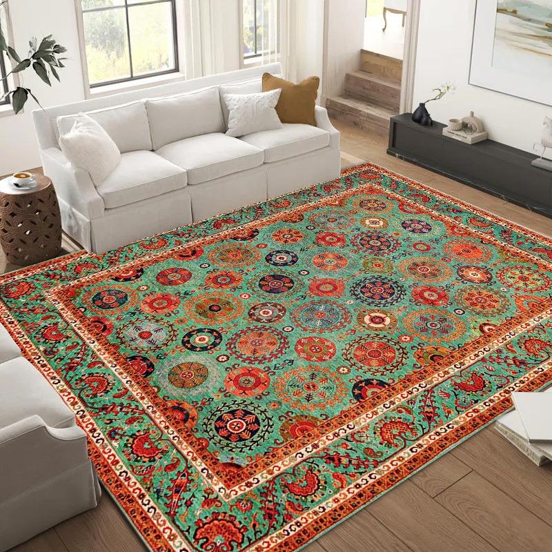 Tapis Rouges Style Turc Tapis Style Classique Tapis de Salon Antidérapant Tapis Populaire Moderne Tapis Style Ottoman Tapis Bohème Paillasson