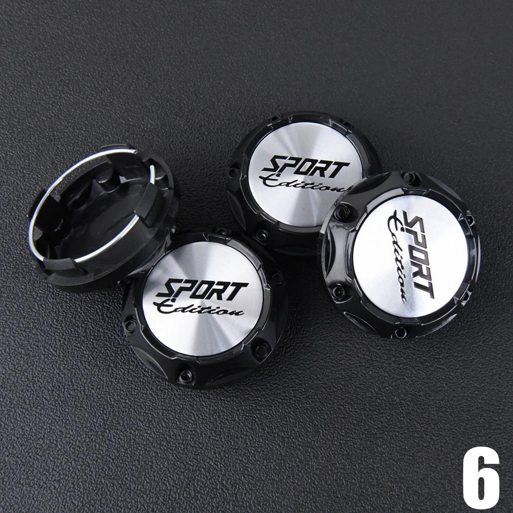 4PCS JDM Sport Rim Cap Clip 56mm Racing Sport Emblem Sticker Wheel Center Caps Hub Cap Black & Silver