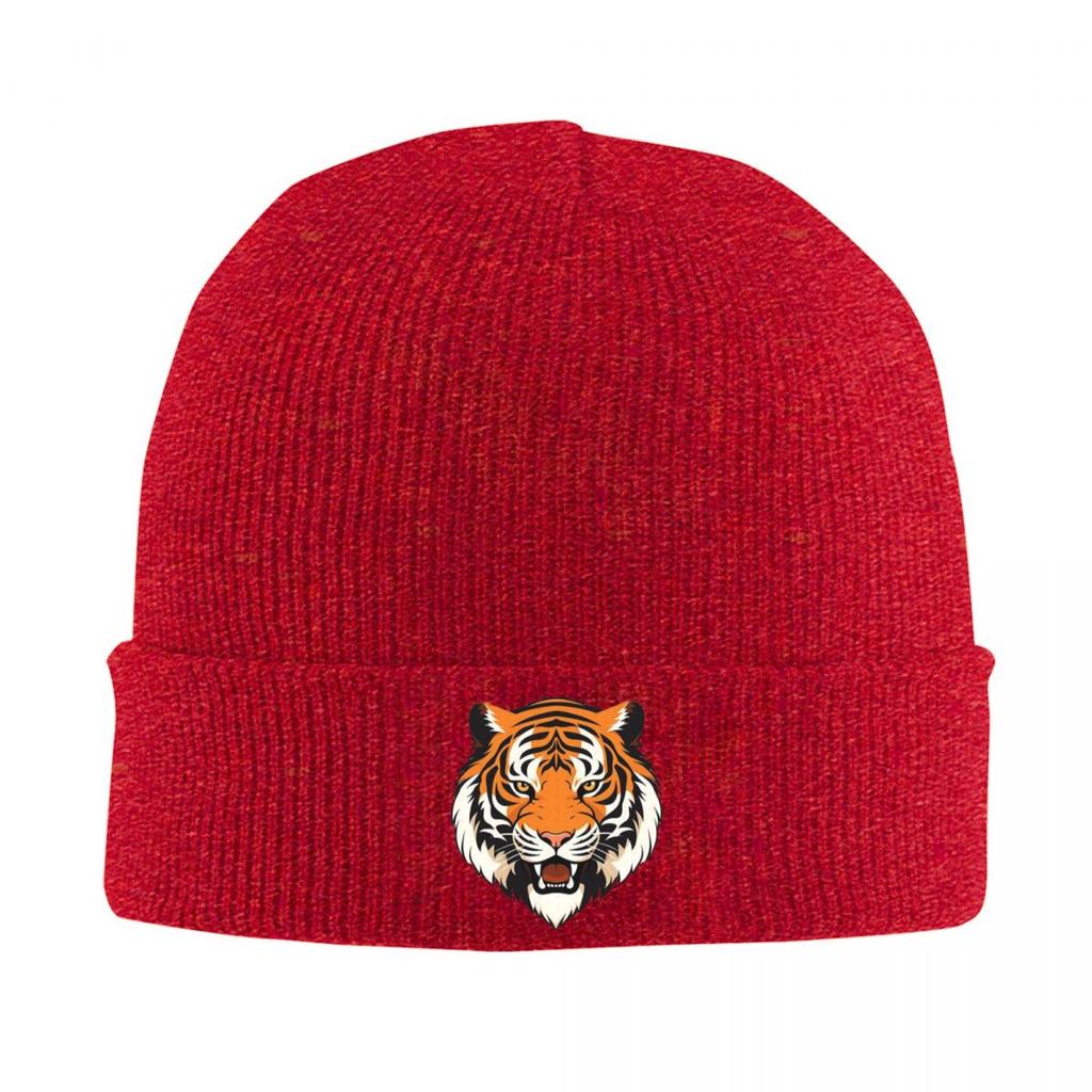 Tiger Head Pattern Warm Knitted Cap Hip Hop Bonnet Hat Autumn Winter Outdoor Beanies Hats for Unisex Women Adult