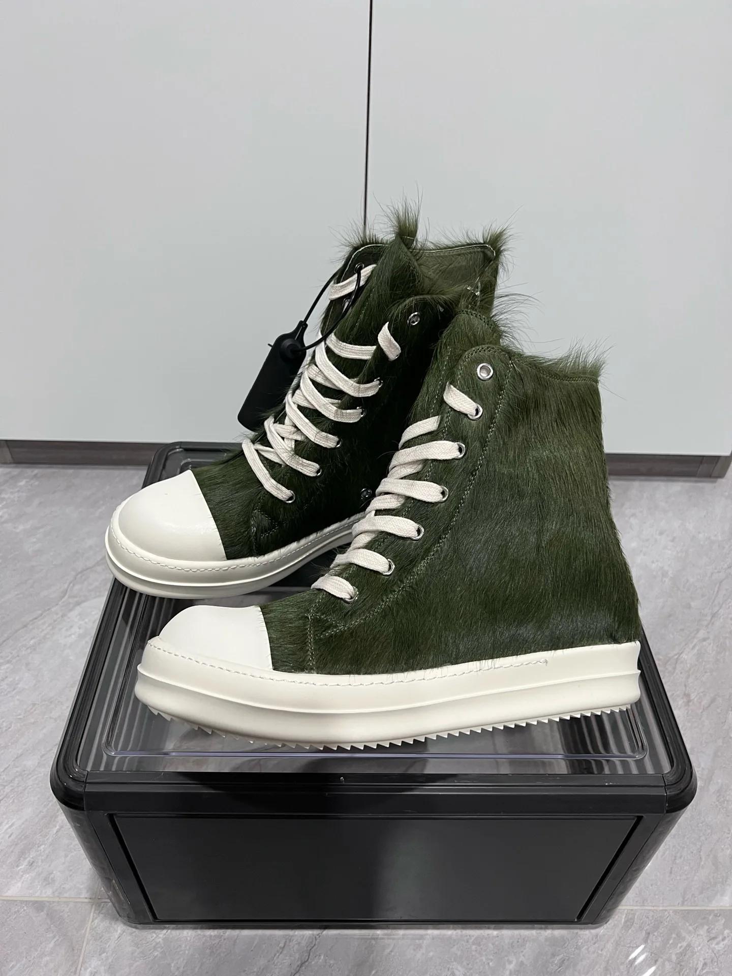 

Классические кроссовки Мужская обувь Серый конский волос Повседневные кроссовки Роскошные женские высокие кеды Серые ботинки из конского волоса Ботильоны на молнии 48 зелёный