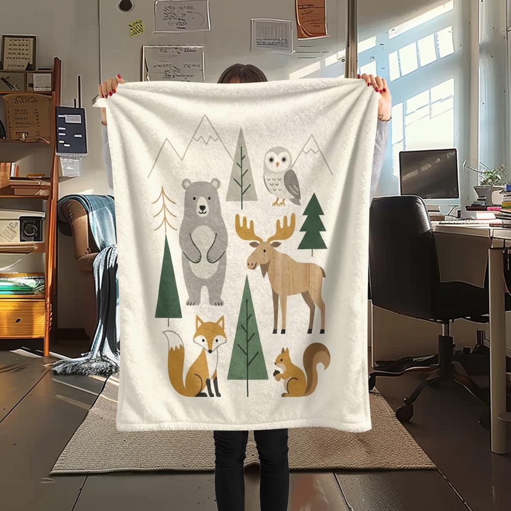 1Pc Cute Nordic Style Print Flannel Blanket, High quality Comfortable for All Seasons, Home Decor, Warmth and Comfort, Perfect for Christmas Gifts W24