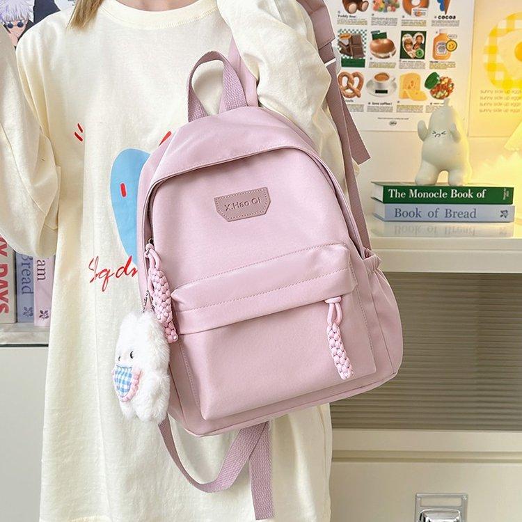 Schoolbag Korean version large capacity solid color ins simple versatile schoolbag female college student junior high school student high school