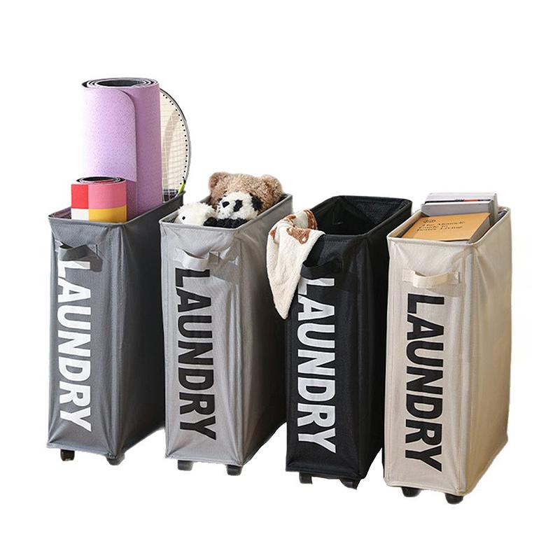 Large Capacity Yoga Mat Storage Basket Multifunctional Foldable Waterproof Dirty Clothes Storage Bag Laundry Basket With Wheels