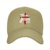 pc Christian Baseball Cap with Jesus Name  Red Cross  Adjustable Strap Lightweight Polyester Religious Hat for Church Golf