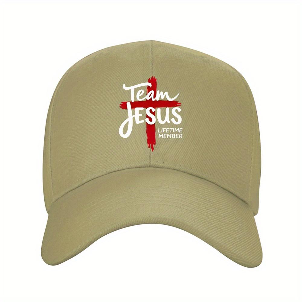pc Christian Baseball Cap with Jesus Name Red Cross Adjustable Strap Lightweight Polyester Religious Hat for Church Golf