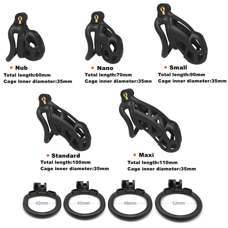 Men's Resin Nylon Chastity Belt Set with 4 Cock Penis Rings Sleeve Lock Cobra Cock Cage with Keys Male Extreme Bondage Sex Toys