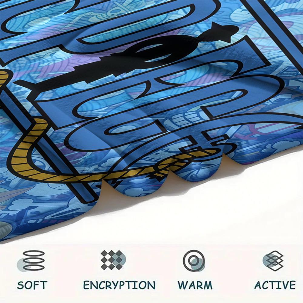 1PC One Piece Straw Hat Pirates Patterned Flannel Blanket Suitable For All Seasons For Home Decor Warmth And Comfort Gifts Holiday Present