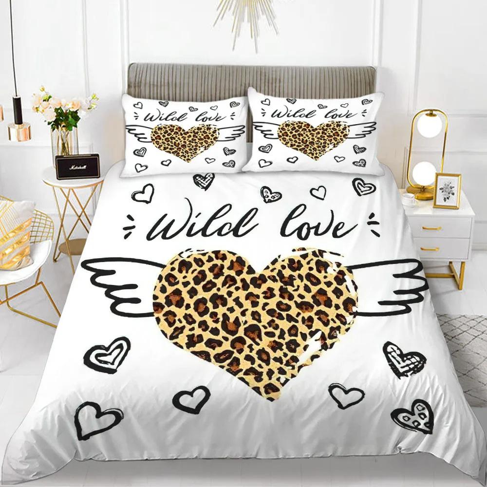Red Love Romantic Valentine'S Day Theme Three-Piece Digital Printing Duvet Cover Bedding