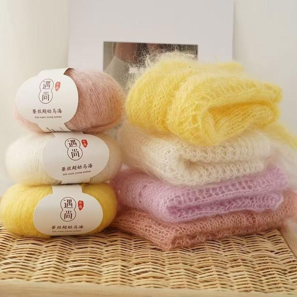 

20g/140m Baby Wool Crochet Yarn Multicolor Soft Thin Wool Yarn Mohair Yarn For Sweater сірий