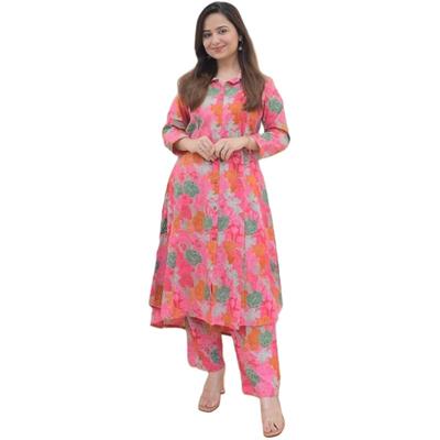 Leriya Fashion Ethnic Co Ord Set for Women Kurta Set for Women | 2 Piece Kurta Set | Kurta with Pant for Women (X-Large,