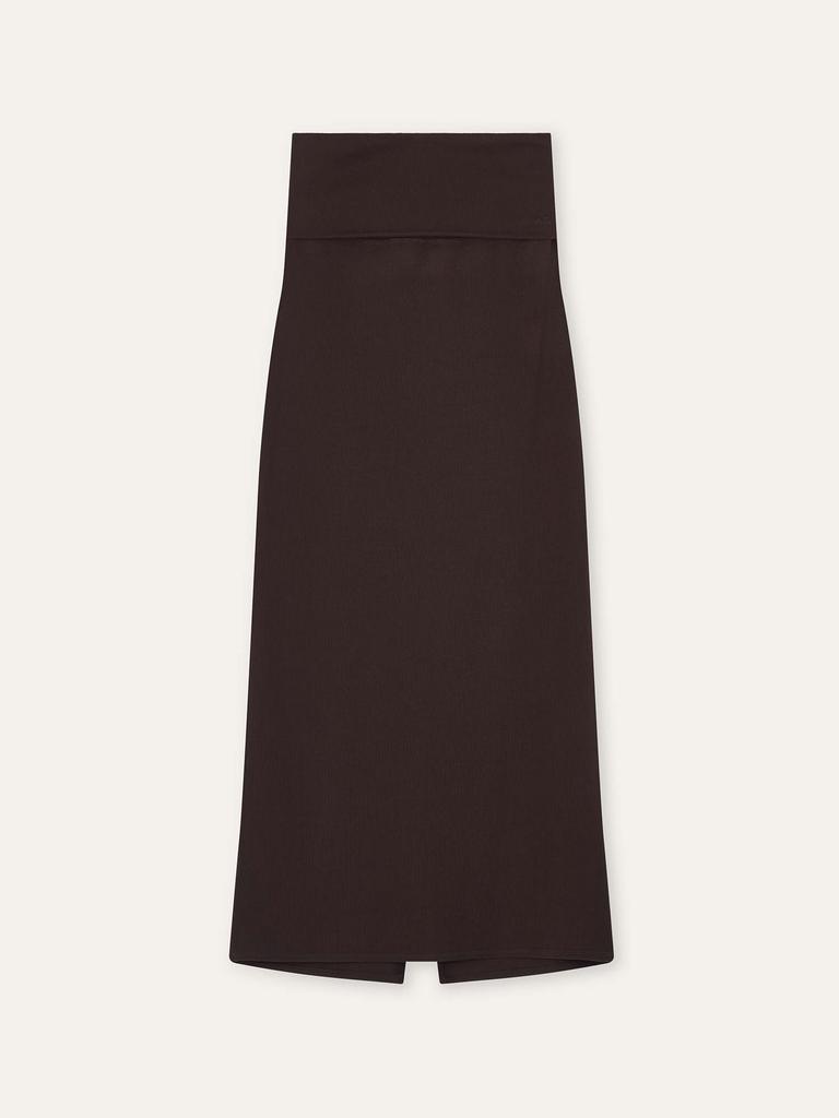 Obeleu Foldable Ribbed Dress Skirt - Brown