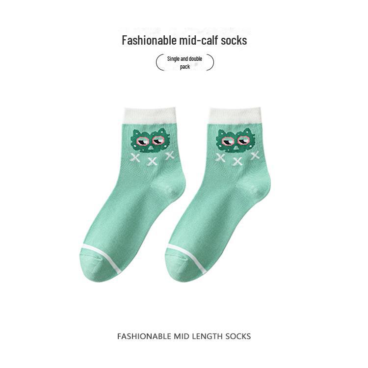 

Женские кружевные носки средней длины, летний/осенний стиль, с рисунком совы, дышащие и модные. One Size