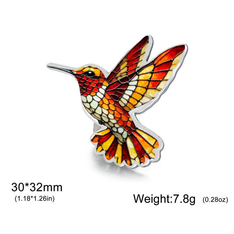 Set de Broche y Collar de Colibrí Colorido con Diseño de Pájaro en Acero Inoxidable, con Pendientes Resistentes al Descoloramiento y Anillo de Gancho