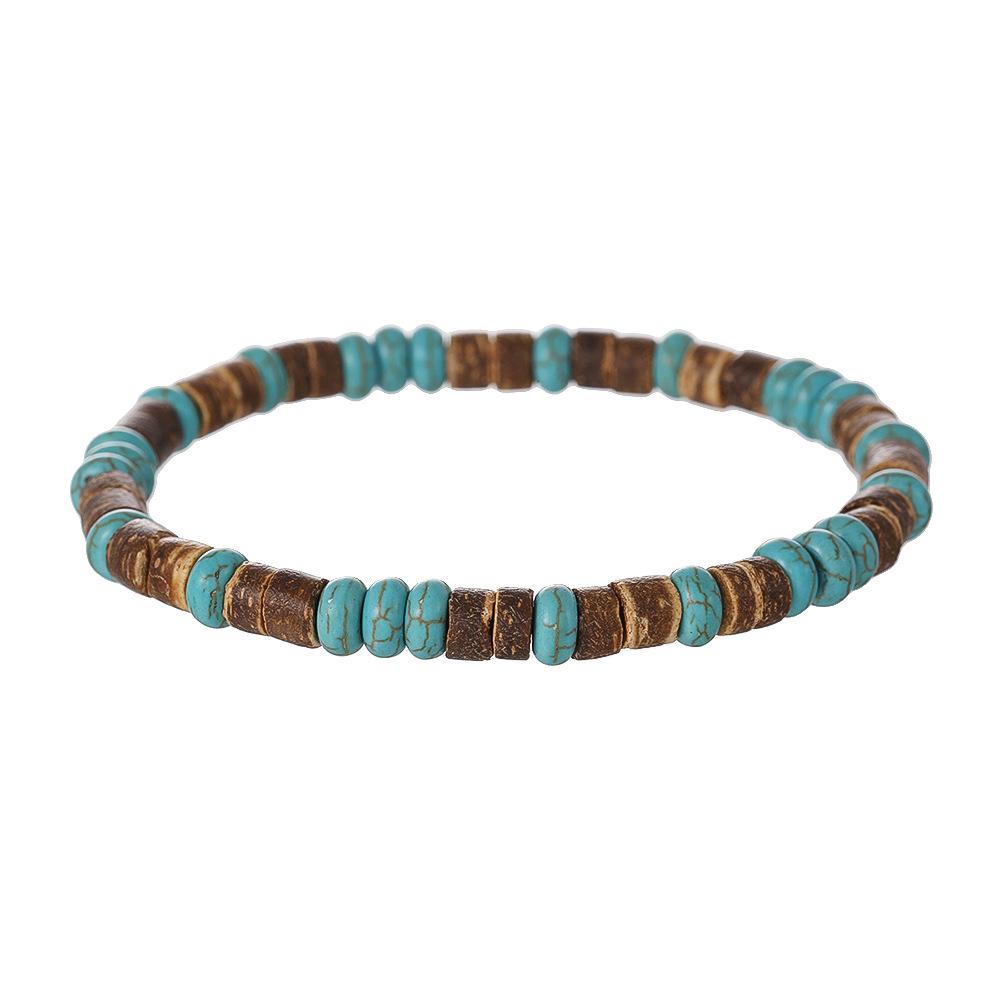 Simple Retro Wooden Bead Men Bracelet Bohemian Blue Coconut Bracelet Jewelry Fashion Party Accessories Gift