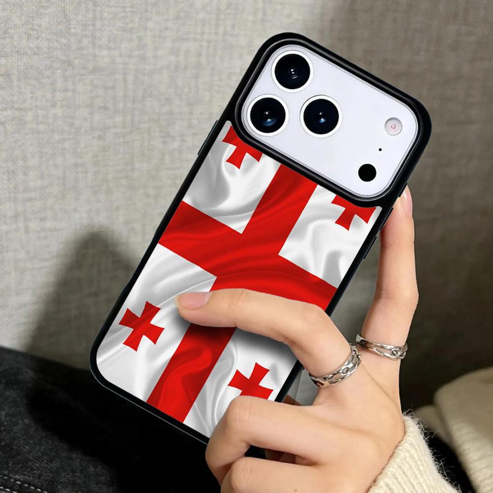 Capa Case for iPhone 17 Air 16 Pro Max 15 Plus 11 13 Mini 14 12 Back Phone Cover Georgia Flag soft