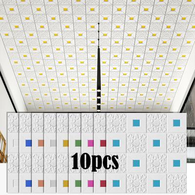 Autocollants muraux 3D, panneau stéréo de plafond, décoration de toit, papier peint en mousse imperméable, décoration de maison, salon, chambre à coucher, arrière-plan de télévision