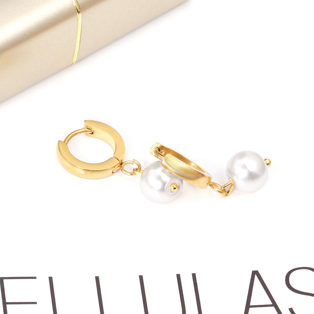 Vintage Fashion Imitation Pearl Clip-On Earrings Niche Design Stainless Steel Women's Hoops Elegant High-End Party Jewelry