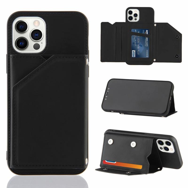 Slim PU Leather Phone Case With Card Slots Stand IPhone 14 Pro Max 13 Mini SE Shockproof Wallet Cover