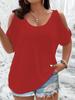 Women's Plus Size Solid Cold Shoulder Short Sleeve Milk Silk Casual T-Shirt Top