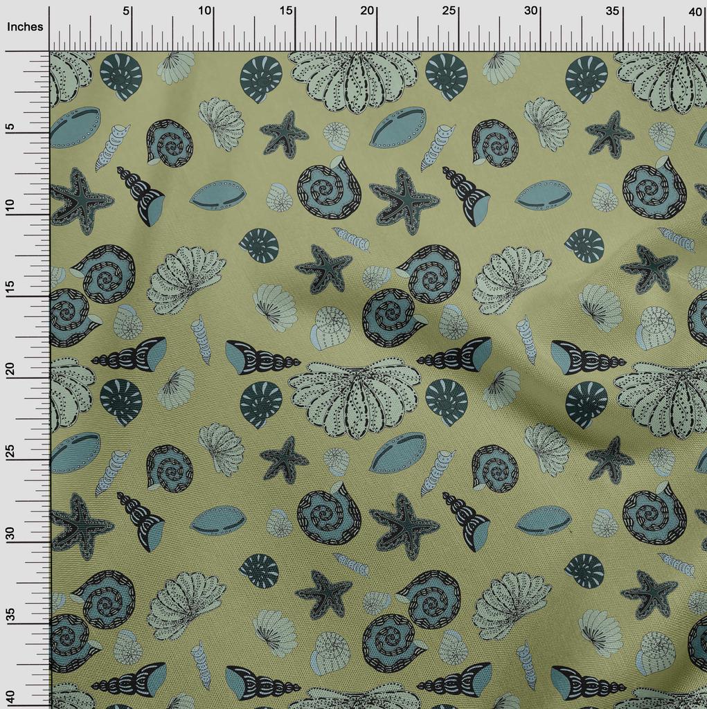 oneOone Popelina bawełniana, zakurzona zielona tkanina, morskie projekty do szycia, nadruki na tkaninie, 42 cale