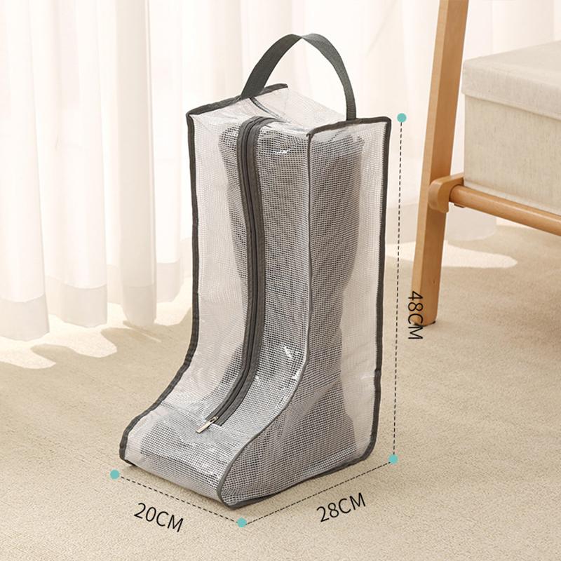 Boots Storage Bag Transparent PVC Mesh Zipper Closure Dustproof Moistureproof Protection Holder Bag for Women's Long Boots