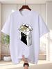 Unisex T Shirt Cartoon Kittens Inside Box Graphic Tee Cute Pet Cat Print Short Sleeve O Neck Loose Casual Tops Summer Streetwear