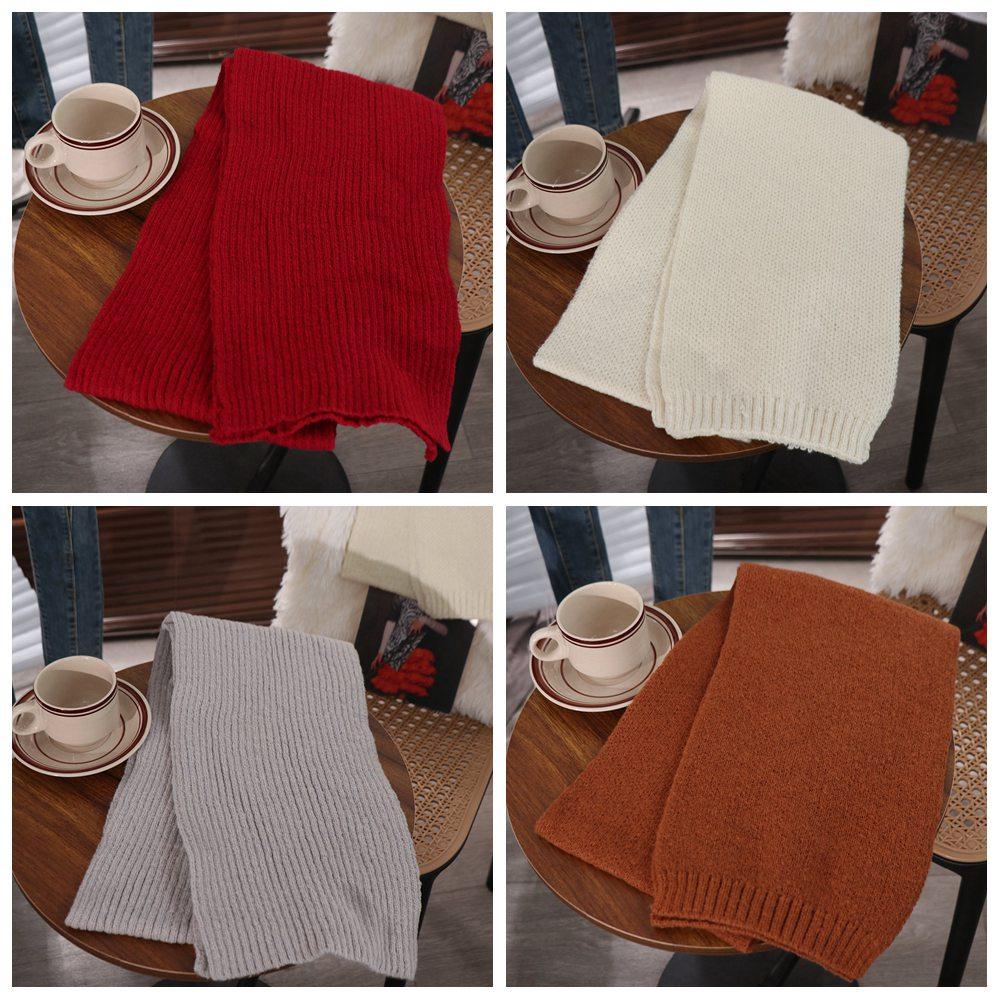 Keep Warm Knitted Scarves Long Wool Shawl Elegant Solid Color Scarf  Clothing Accessories