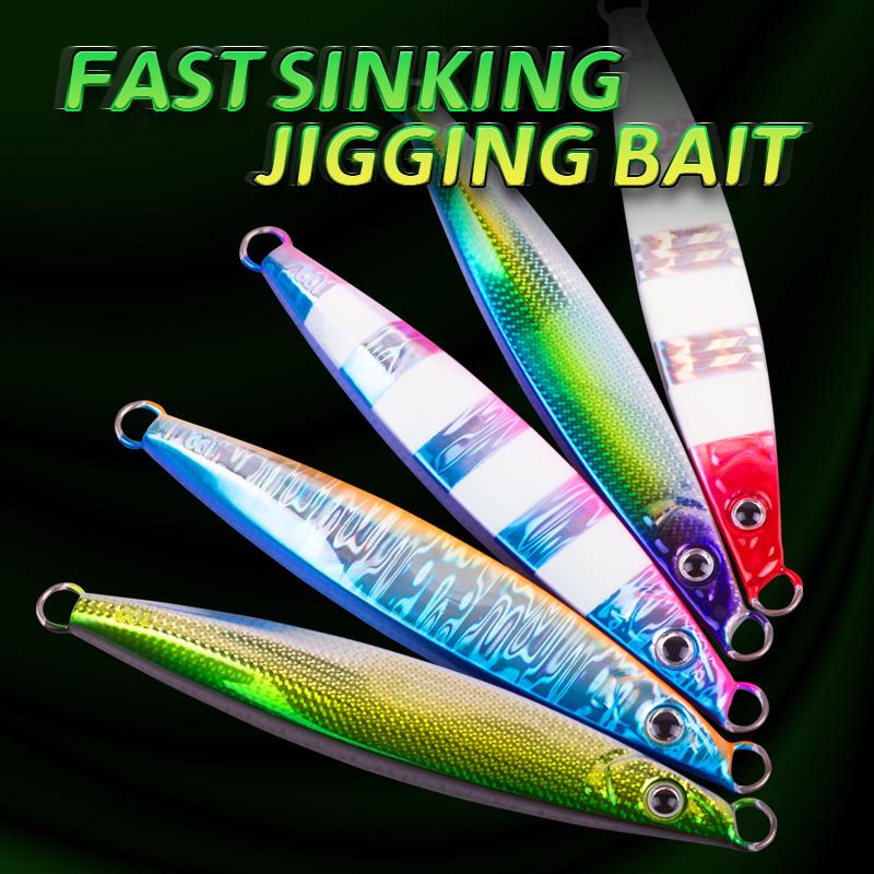 80g/100g/150g/200g/250g Luminous Vertical Trolling Boat Fishing Metal Jigs Lure Slow Jigging Lure Bait