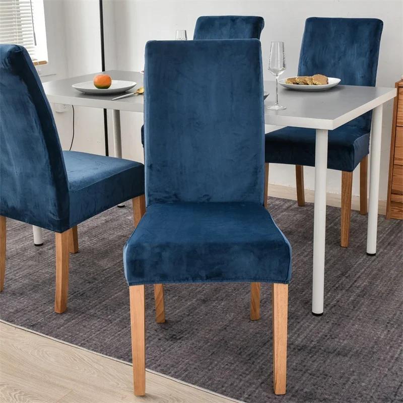 Velvet Chair Cover Stretch Dining Chair Slipcover Elastic Spandex Covers for Chairs Universal Housse Pour Chaise Solid Stoelhoes
