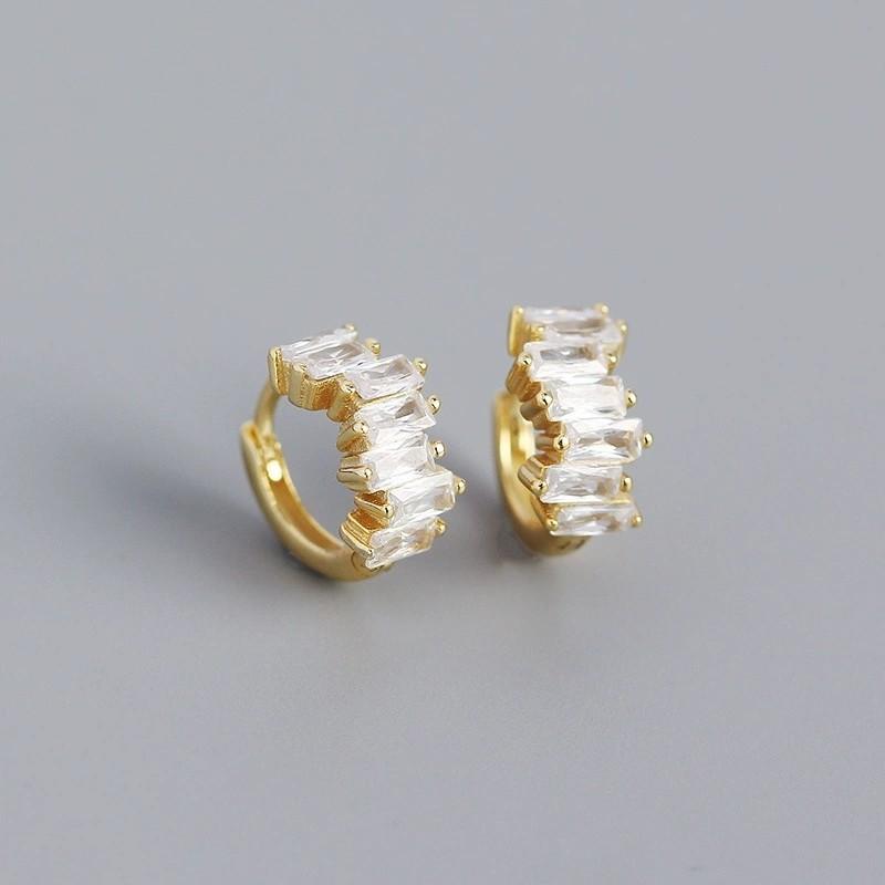 Fashion Jewelry 18K Gold Plated 925 Sterling Silver Simple Luxury Zircon Hoop Earring for Women Silver Earring Factory