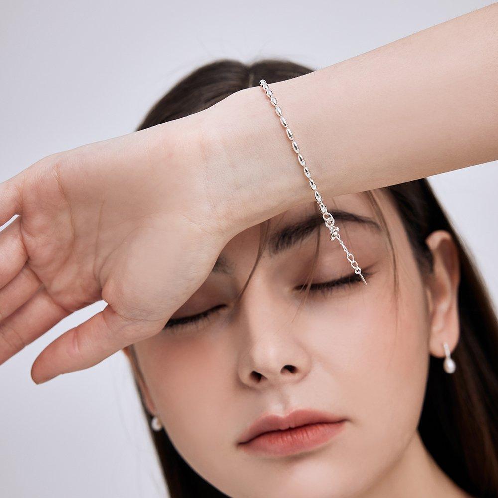 Silver 925 Egg Ball Bold Daily Women's Bracelet