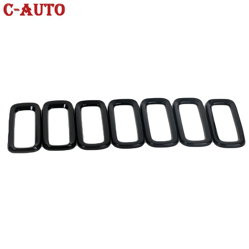 7Pcs ABS Black For Jeep Renegade 2015 2016 2017 Front Grid Grille Inserts Racing Grill Frame Trim ABS Black