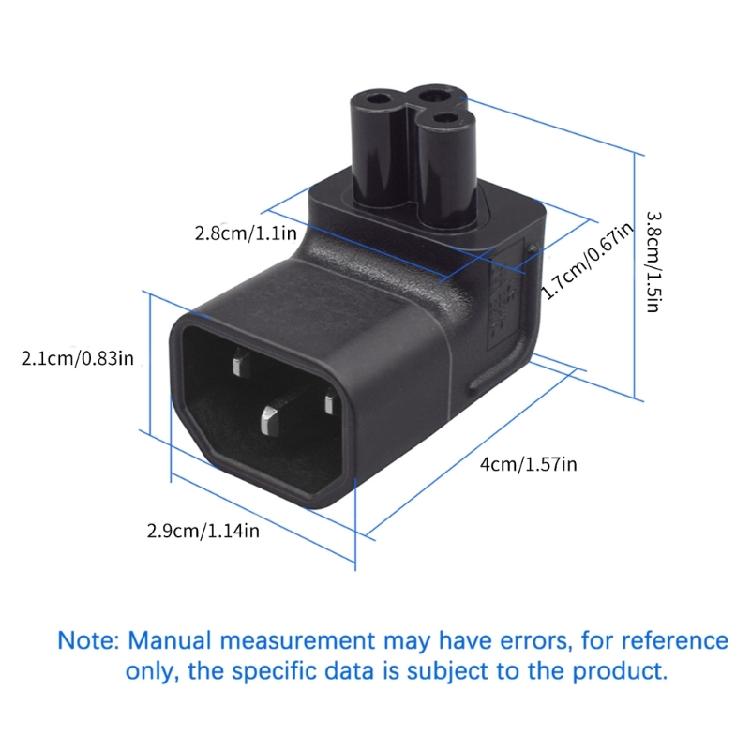 Adaptador de Corriente Universal Convertidor Adaptador IEC 320 C14 a C5 Ángulo Arriba/Abajo