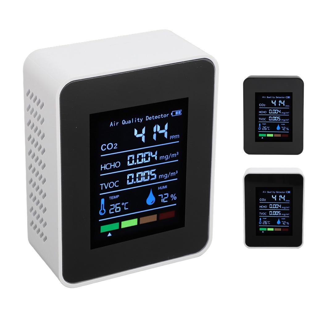 Portable Air Quality Detector CO2 TVOC HCHO Humidity Temperature 5 In 1 Multifunctional Indoor Air Q
