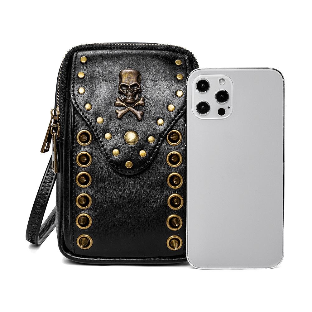 Women's bags, women's shoulder bags, skull rivets, outdoor mobile phone bags.